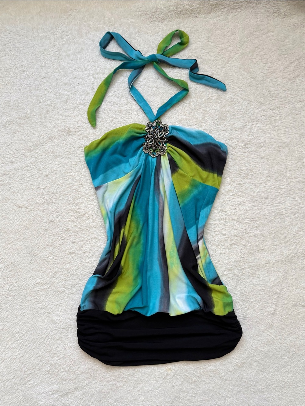 Gorgeous Early 2000s Trixxi Boho abstract halter top